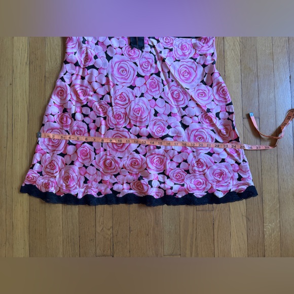 Y2K Vintage Silk Pink Rose Print Slip Dress Sz XL - Picture 7 of 10